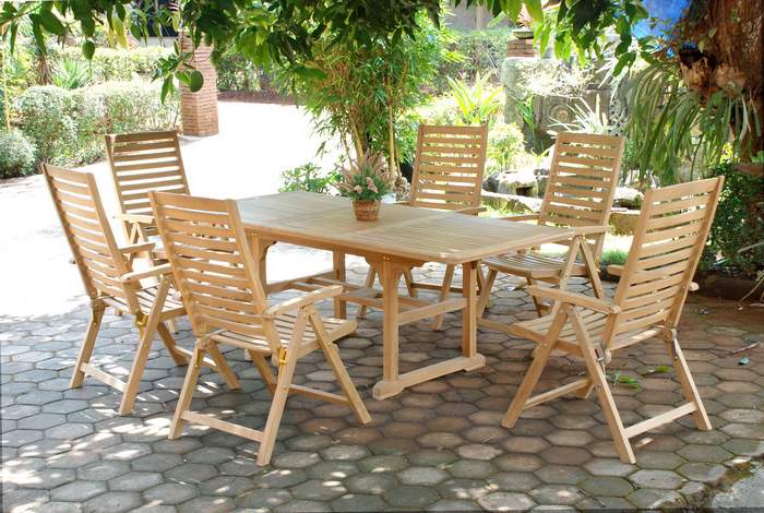 Conjunto mesa y sillas de teca para exterior, terrazas, jardines y  balcones. - Dénia.com