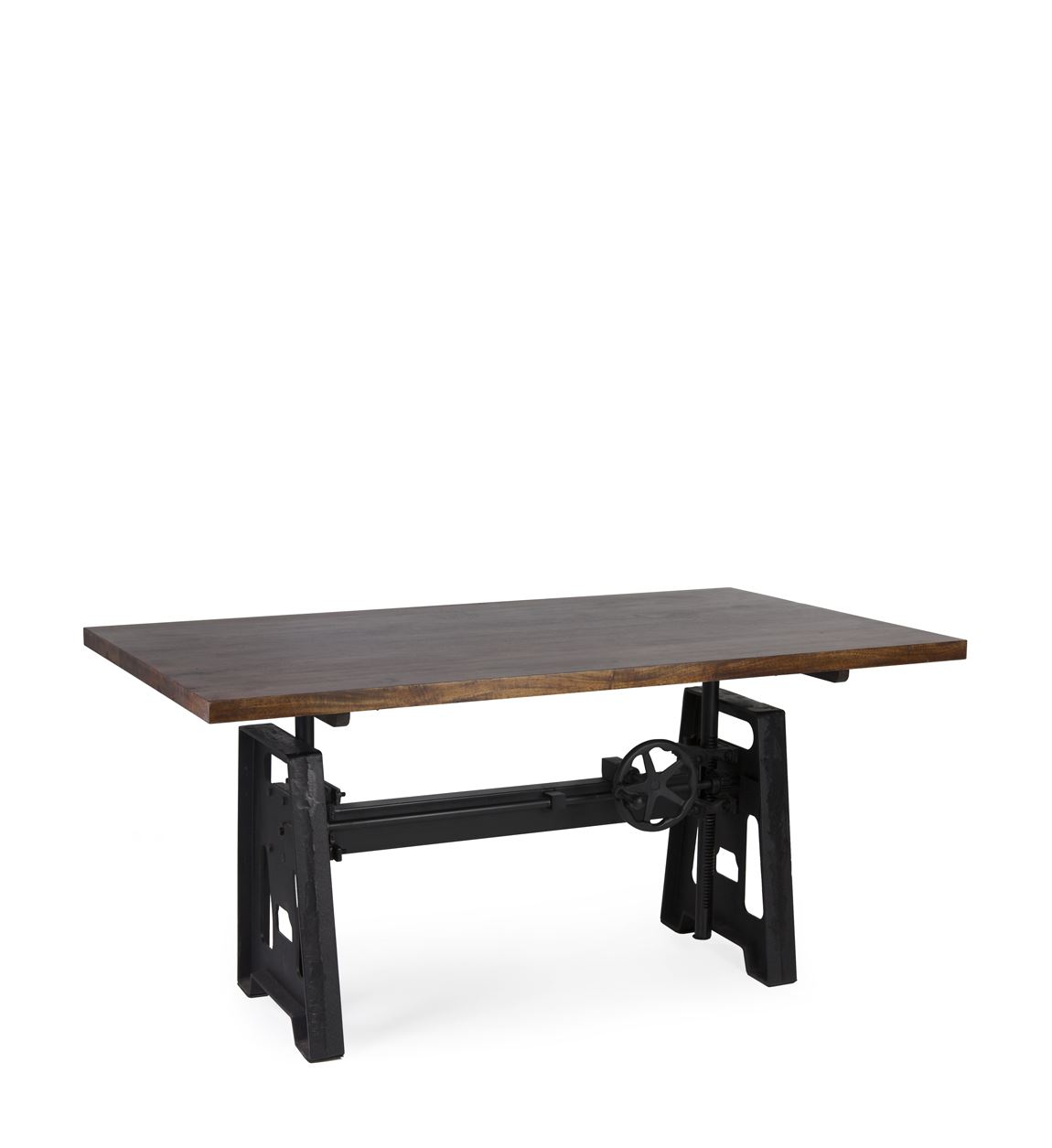 Mesa comedor estilo industrial en madera y forja negra