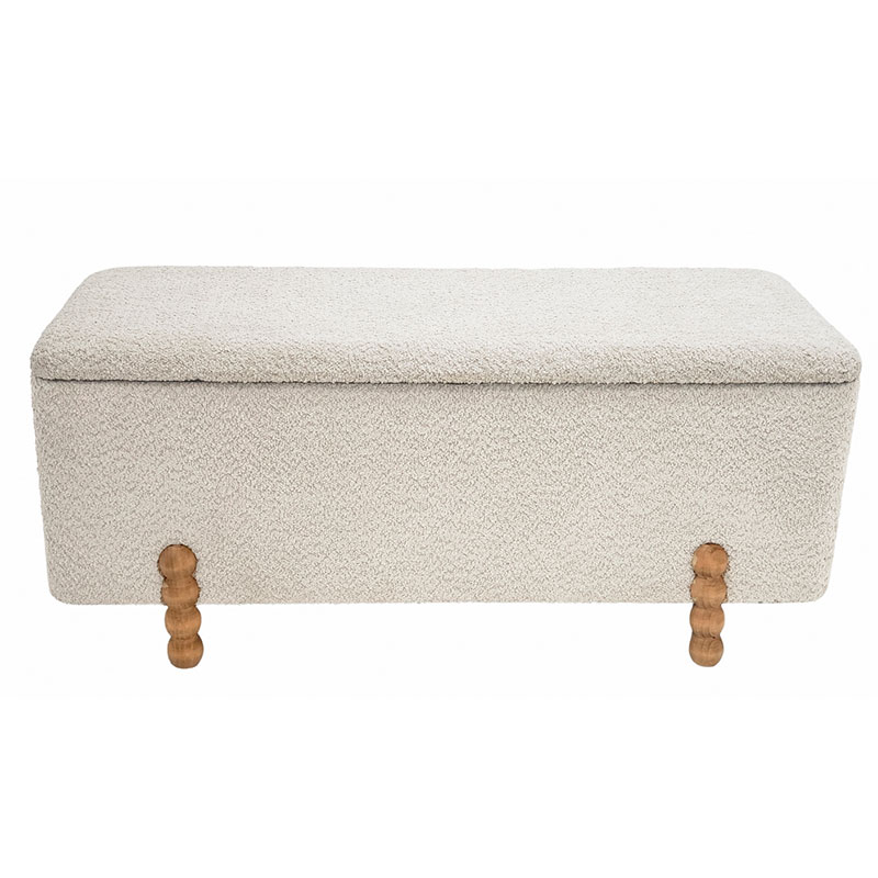 Baul banco tapizado riso suave beige