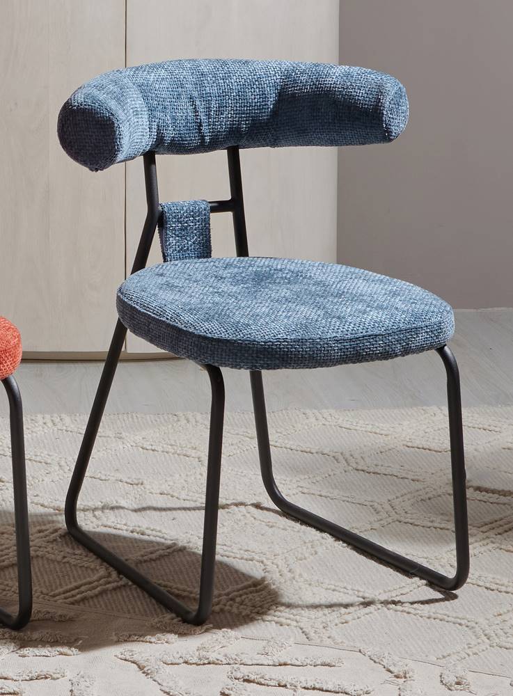 Silla actual diseño moderno tapizado azul