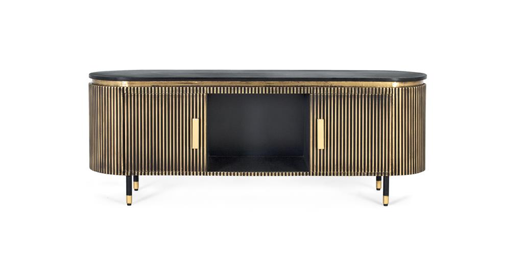 Mueble tv diseño moderno oro negro